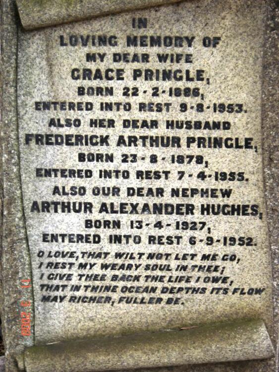 PRINGLE Frederick Arthur 1878-1955 & Grace 1886-1953 :: HUGHES Arthur Alexander 1927-1952