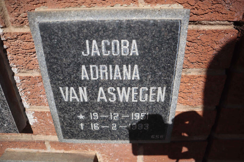 ASWEGEN Jacoba Adriana, van 1951-1993