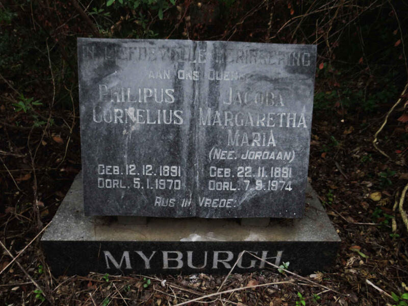 MYBURGH Philipus Cornelius 1891-1970 & Jacoba Margaretha JORDAAN 1891-1974