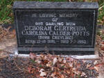 POTTS Deborah Gertrude Carolina, CALDER nee GREYLING 1881-1950