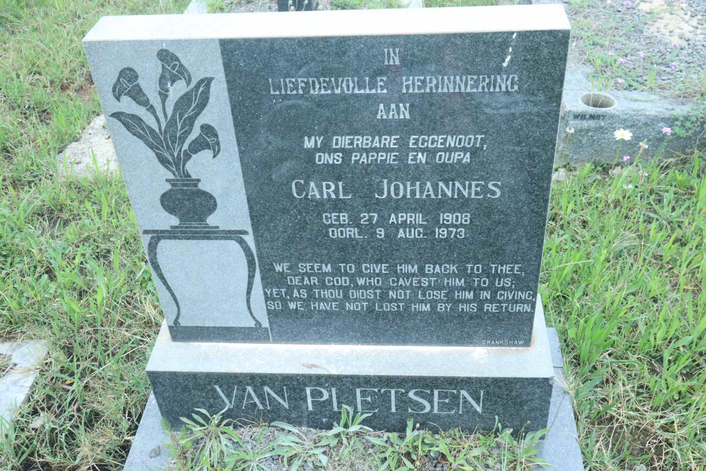 PLETZEN Carl Johannes, van 1908-1973