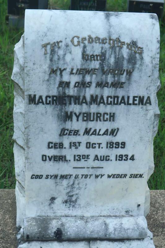 MYBURGH Magrietha Magdalena nee MALAN 1899-1934