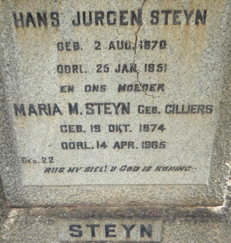 STEYN Hans Jurgen 1870-1951 & Maria M. CILLIERS 1874-1965