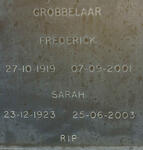 GROBBELAAR Frederick 1919-2001 & Sarah 1923-2003