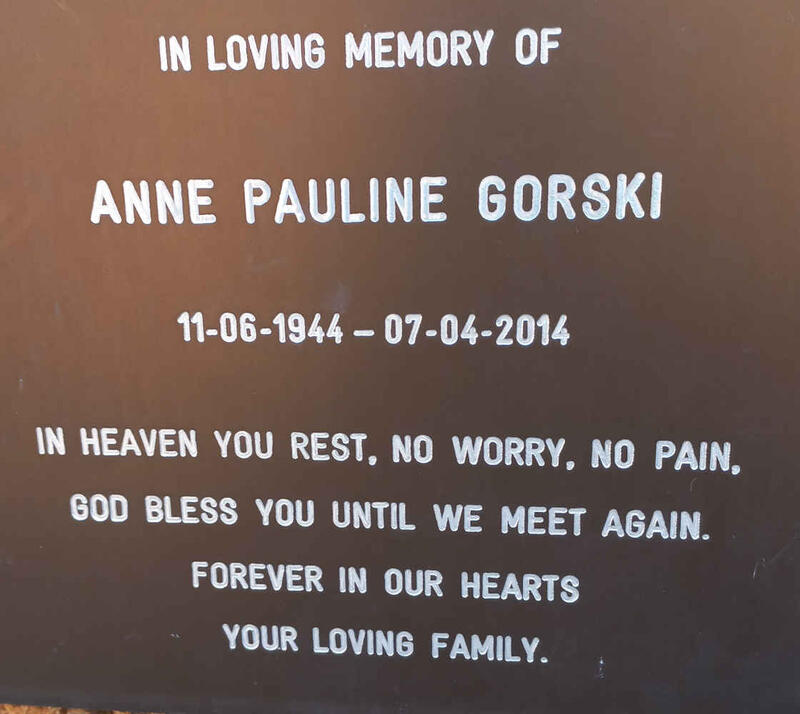 GORSKI Anne Pauline 1944-2014