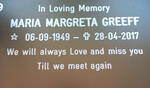 GREEFF Maria Margreta 1949-2017