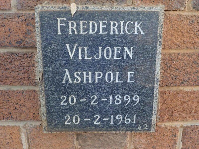 ASHPOLE Frederick Viljoen 1899-1961