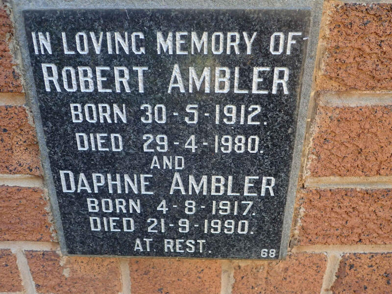 AMBLER Robert 1912-1980 & Daphne 1917-1990