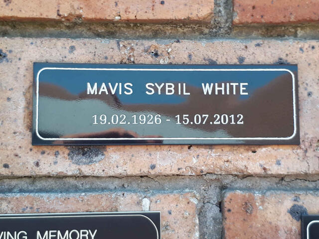 WHITE Mavis Sybil 1926-2012