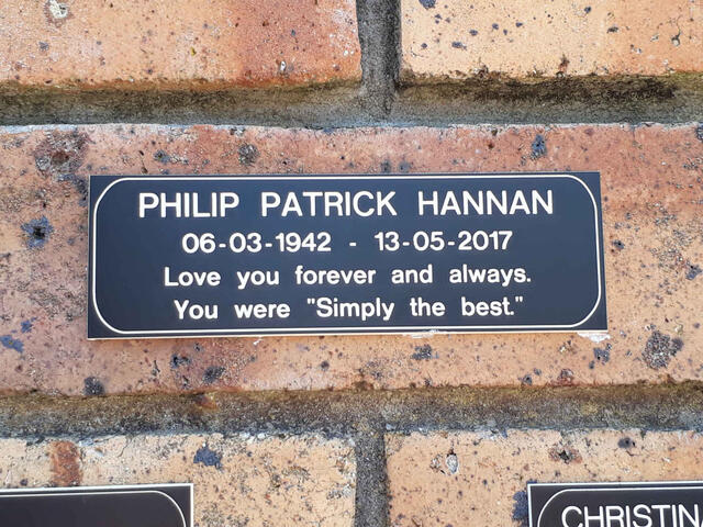 HANNAN Philip Patrick 1942-2017