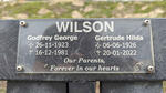 WILSON Godfrey George 1923-1981 & Gertrude Hilda 1926-2022