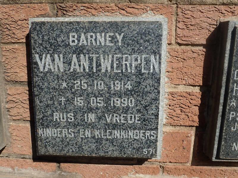ANTWERPEN Barney, van 1914-1990