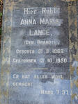 LANGE Anna Maria nee BRANDT 1866-1950