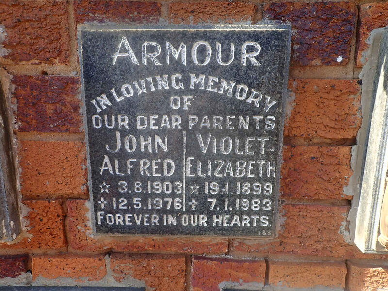 ARMOUR John Alfred 1903-1976 & Violet Elizabeth 1899-1983