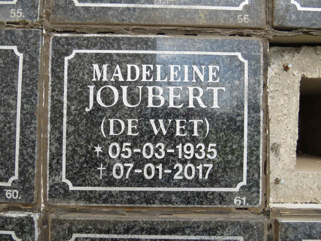 JOUBERT Madeleine nee DE WET 1935-2017