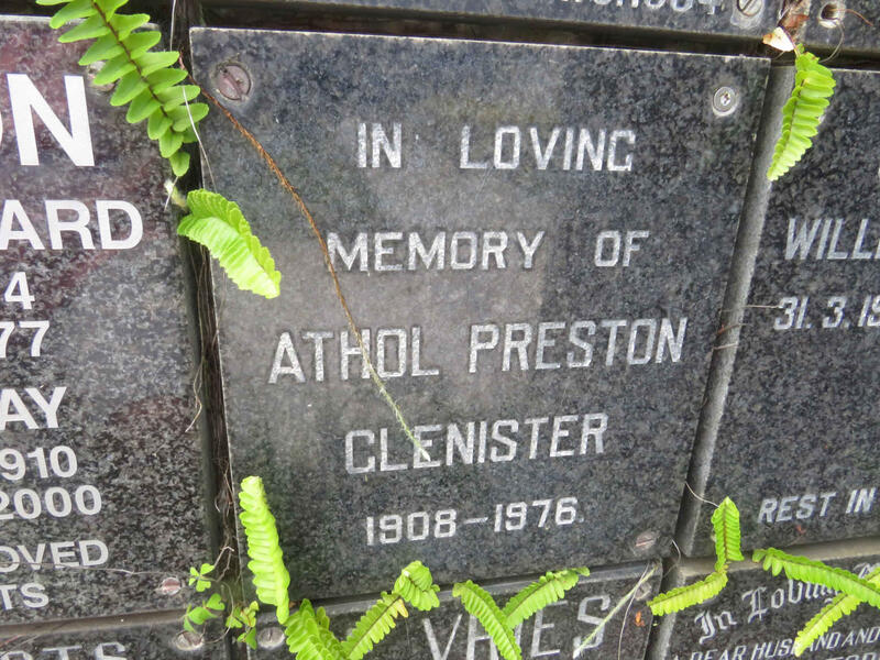 GLENISTER Athol Preston 1908-1976