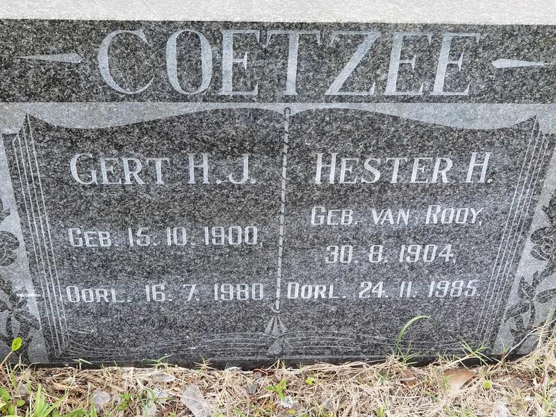 COETZEE Gert H.J. 1900-1980 & Hester H. VAN ROOY 1904-1985