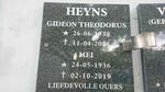 HEYNS Gideon Theodorus 1930-2006 & Mei 1936-2019