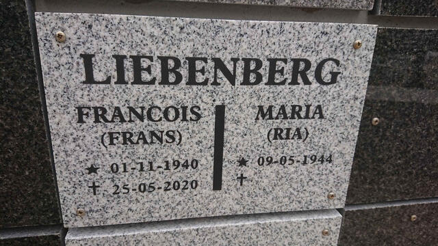 LIEBENBERG Francois 1940-2020 & Maria 1944-