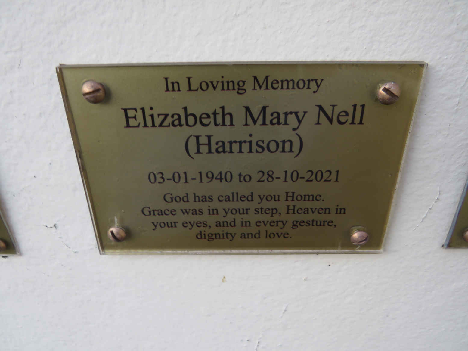 NELL Elizabeth Mary nee HARRISON 1940-2021