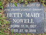 NOWELL Betty Mary 1927-2010