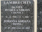 LAMBRECHTS Daniel Petrus Andries 1918-2001 & Johanna Adriana 1925-2015
