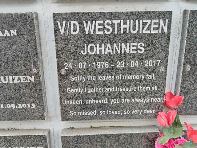 WESTHUIZEN Johannes, v.d. 1976-2017