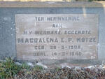 KOTZE Magdalena Elizabeth Petronella nee VERRYNE 1908-1940