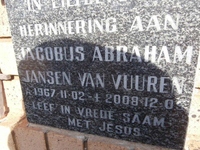 VUUREN Jacobus Abraham, Jansen van 1967-2008