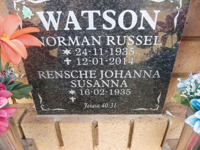 WATSON Norman Russel 1935-2014 & Rensche Johanna Susanna 1935-