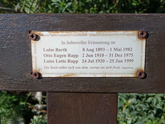 BARTH Luise 1893-1982 :: RAPP Otto Eugen 1910-1975 :: RAPP Luise Lotte 1920-1999