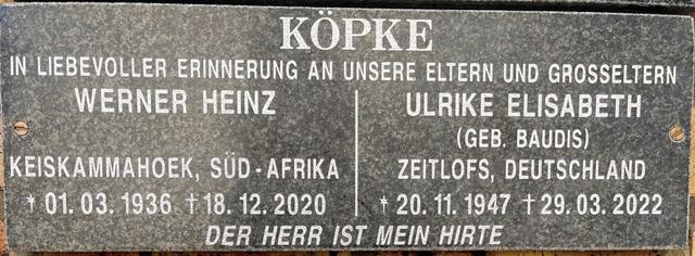 KOPKE Werner Heinz 1936-2020 & Ulrike Elisabeth nee BAUDIS 1947-2022