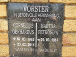 VORSTER Cornelius Gerhardus 1965-2011 & Martha Petrosina 1967-