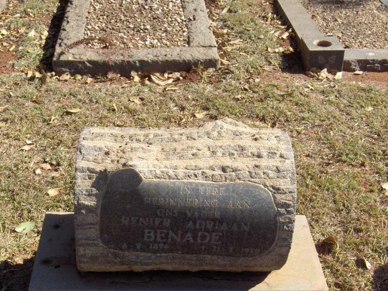 BENADE Renier Adriaan 1896-1979