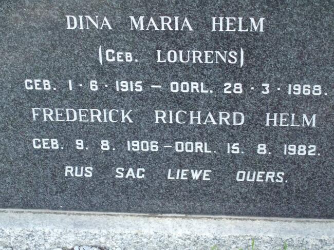 HELM Frederick Richard 1906-1982 & Dina Maria LOURENS 1915-1968