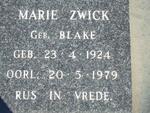 ZWICK Marie nee BLAKE 1924-1979