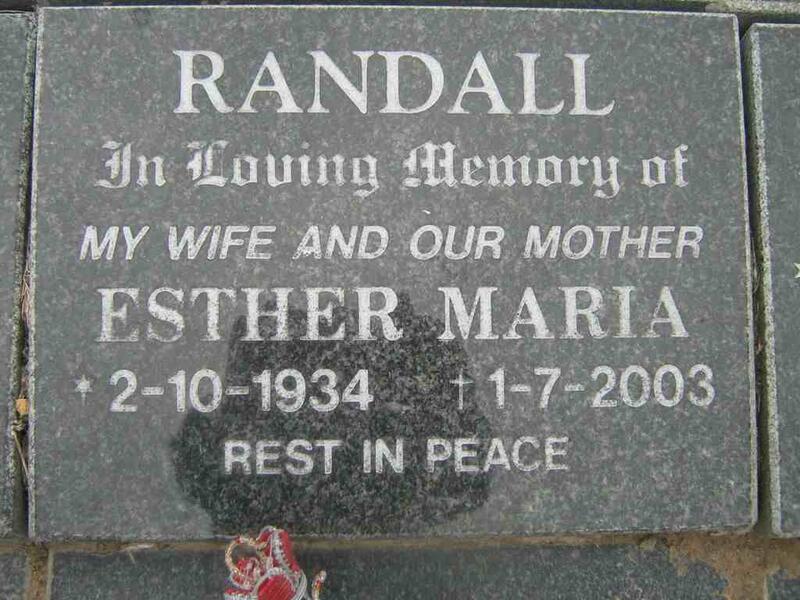 RANDALL Esther Maria 1934-2003