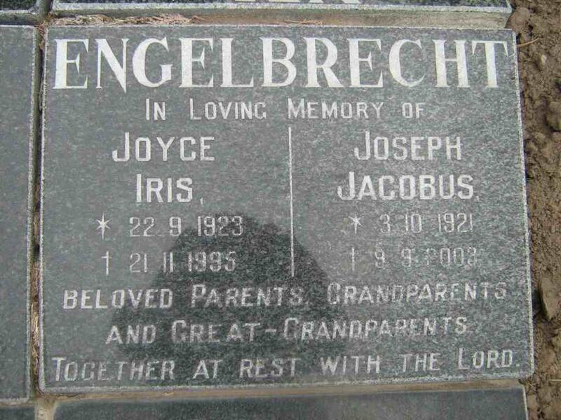 ENGELBRECHT  Joseph Jacobus 1921-2003 & Joyce Iris 1923-1995