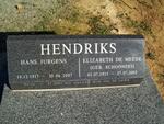 HENDRIKS Hans Jurgens 1917-2007 & Elizabeth de Meede SCHOONEES 1915-2002