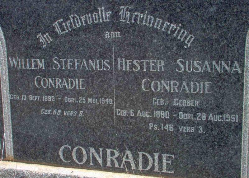 CONRADIE Willem Stefanus 1892-1948 & Hester Susanna GERBER 1880-1951