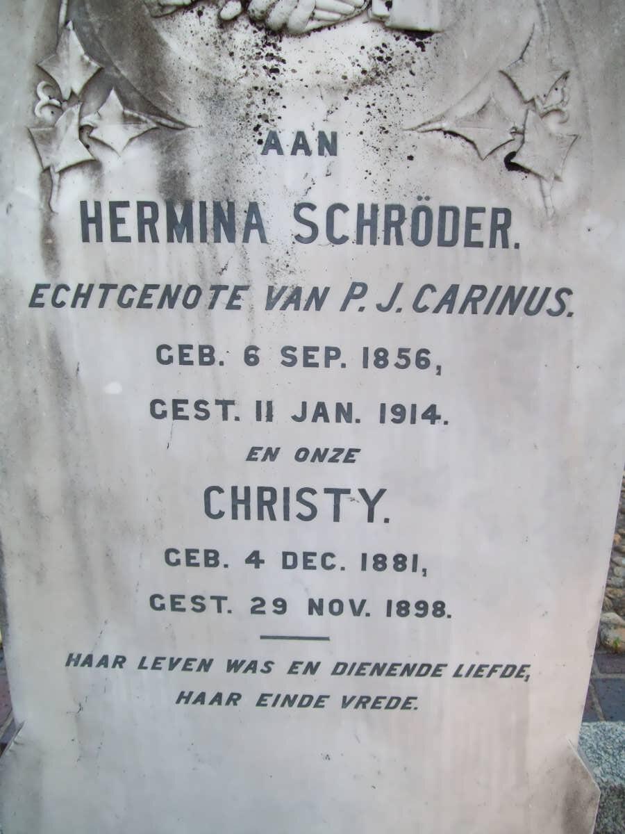 CARINUS Hermina nee SCHRODER 1856-1914 :: CARINUS Christy 1881-1898