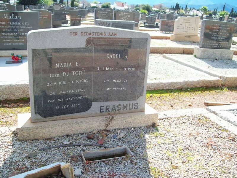 ERASMUS Karel S. 1875-1970 & Maria E. DU TOIT 1881-1965