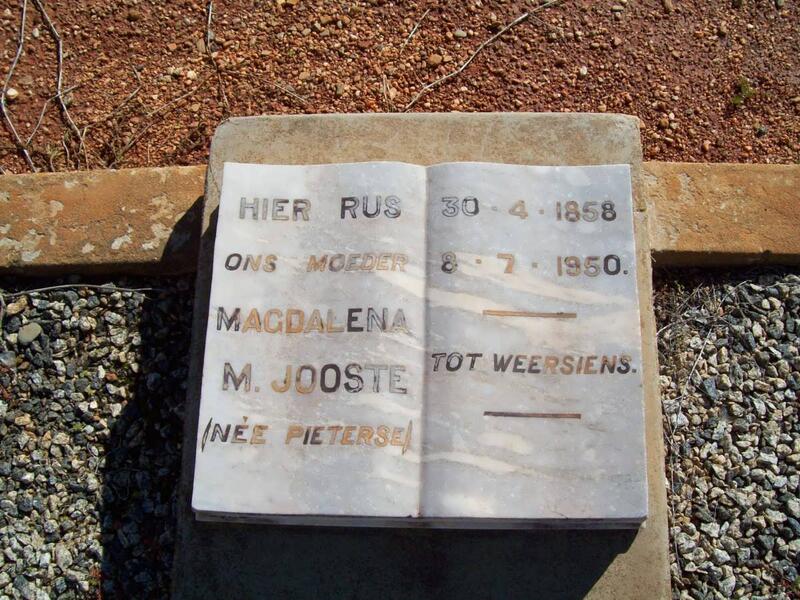 JOOSTE Magdalena M. nee PIETERSE 1858-1950