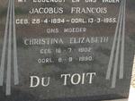 TOIT Jacobus Francois, du 1894-1955 & Christina Elizabeth 1902-1990