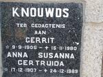 KNOUWDS Gerrit 1905-1980 & Anna Susanna Gertruida 1907-1989