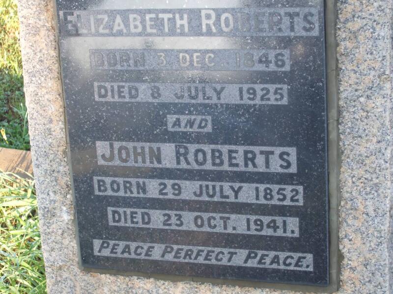 ROBERTS John 1852-1941 & Elizabeth 1846-1925