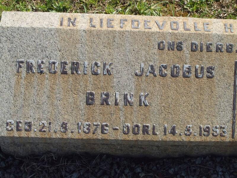 BRINK Frederick Jacobus 1876-1953