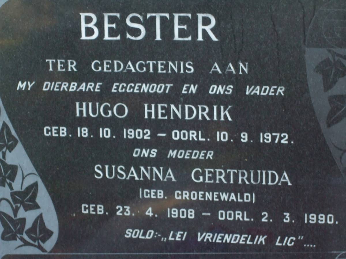 BESTER Hugo Hendrik 1902-1972 & Susanna Gertruida GROENWALD 1908-1990
