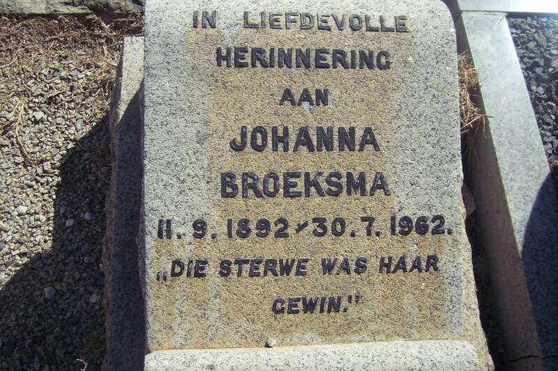BROEKSMA Johanna 1892-1962