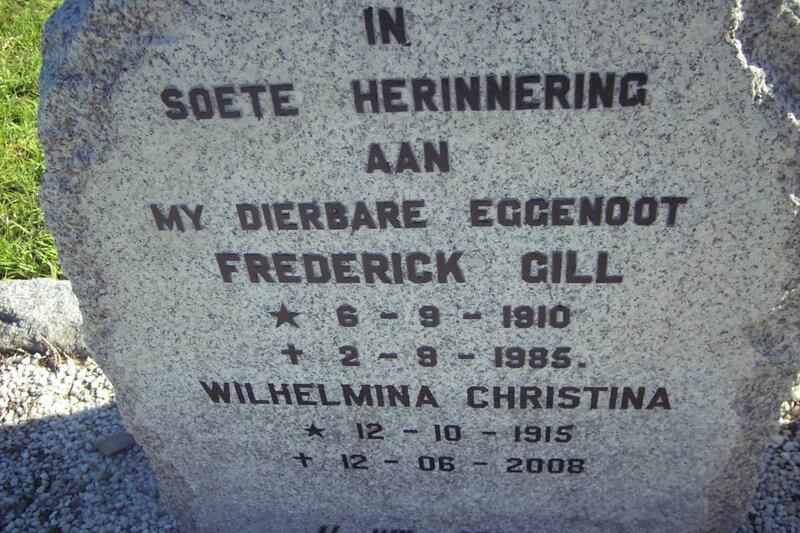 GILL Frederick 1910-1985 & Wilhelmina Christina 1915-2008